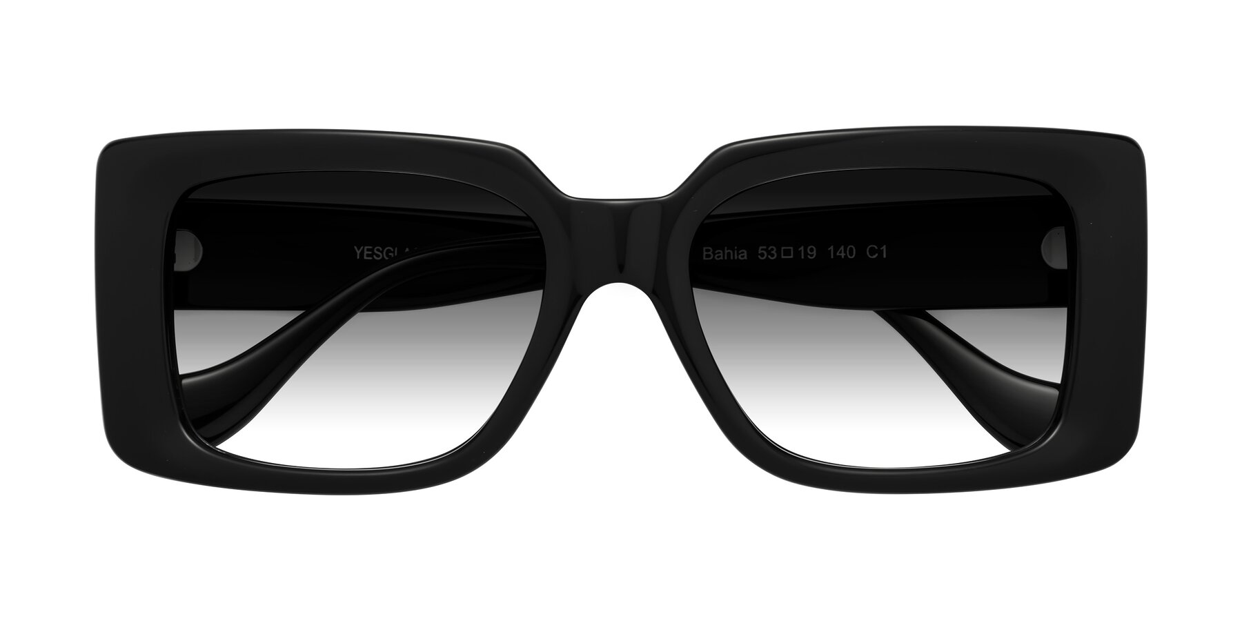 Folded Front of Bahia in Black with Gray Gradient Lenses