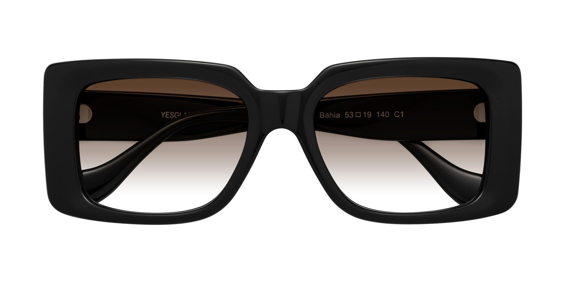 Folded Front of Bahia in Black with Brown Gradient Lenses