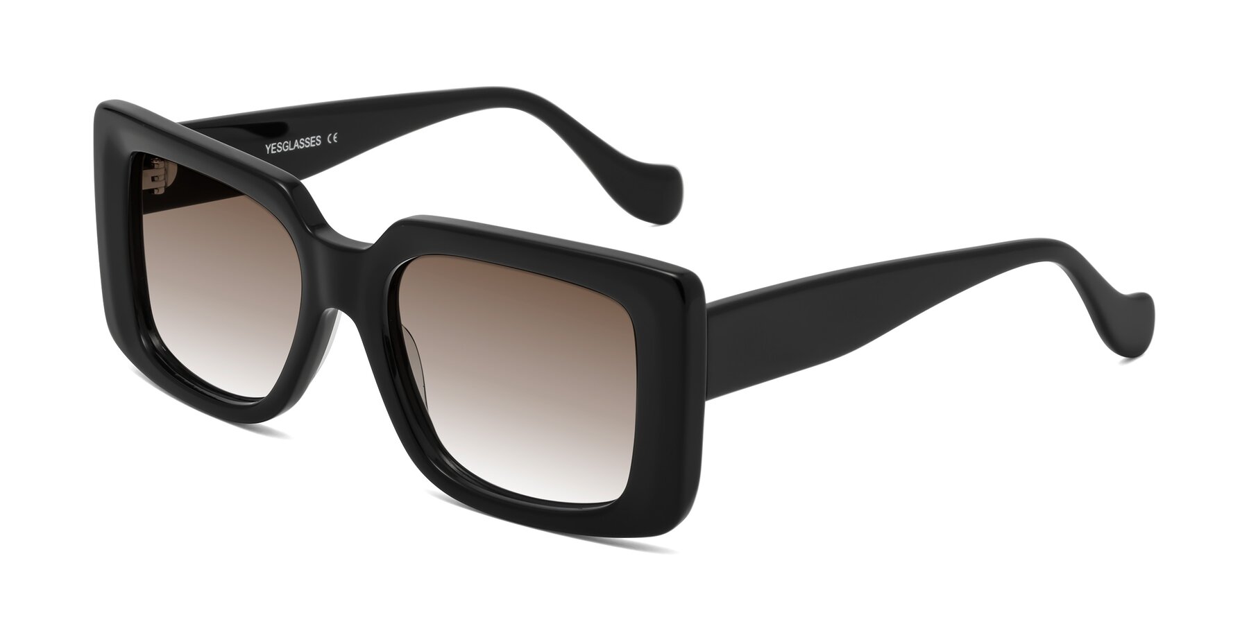 Angle of Bahia in Black with Brown Gradient Lenses
