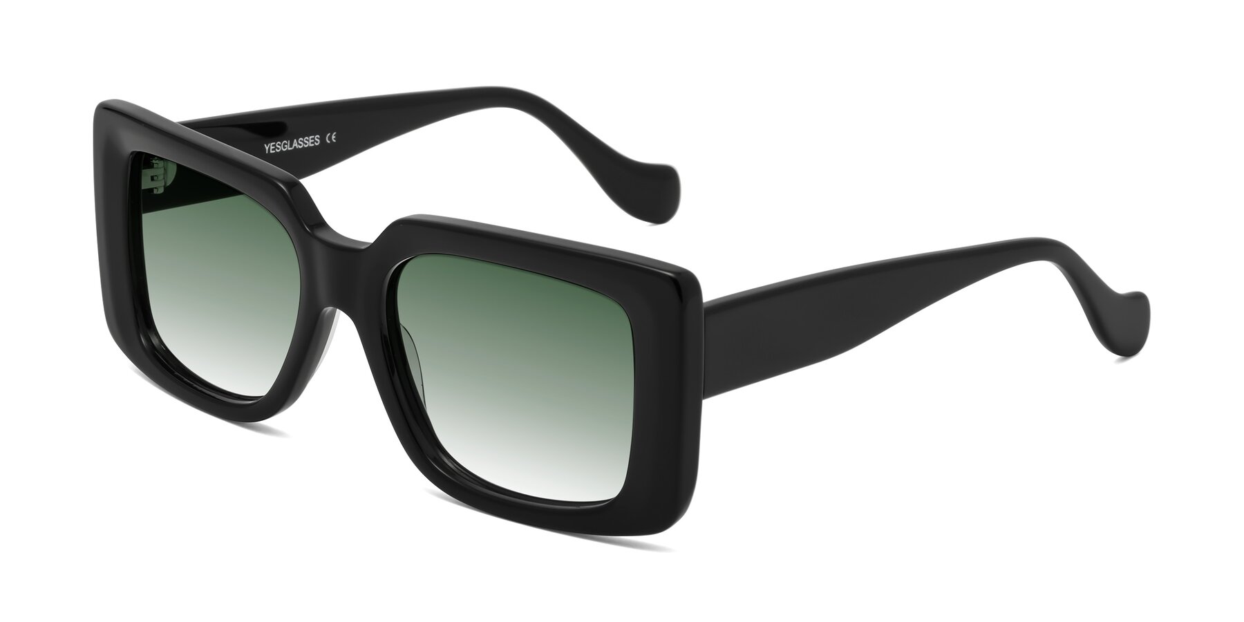 Angle of Bahia in Black with Green Gradient Lenses