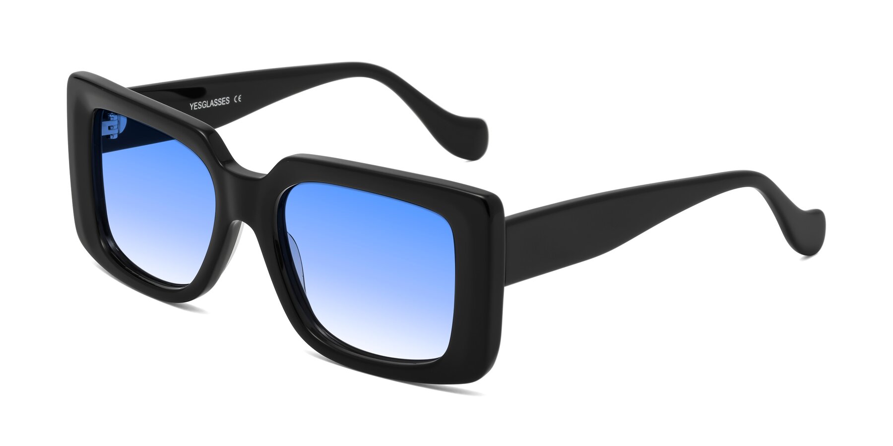 Angle of Bahia in Black with Blue Gradient Lenses