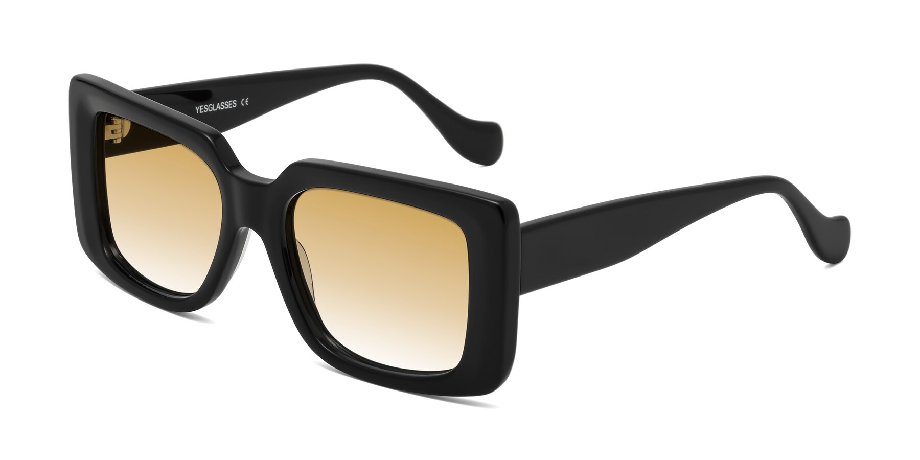 Angle of Bahia in Black with Champagne Gradient Lenses