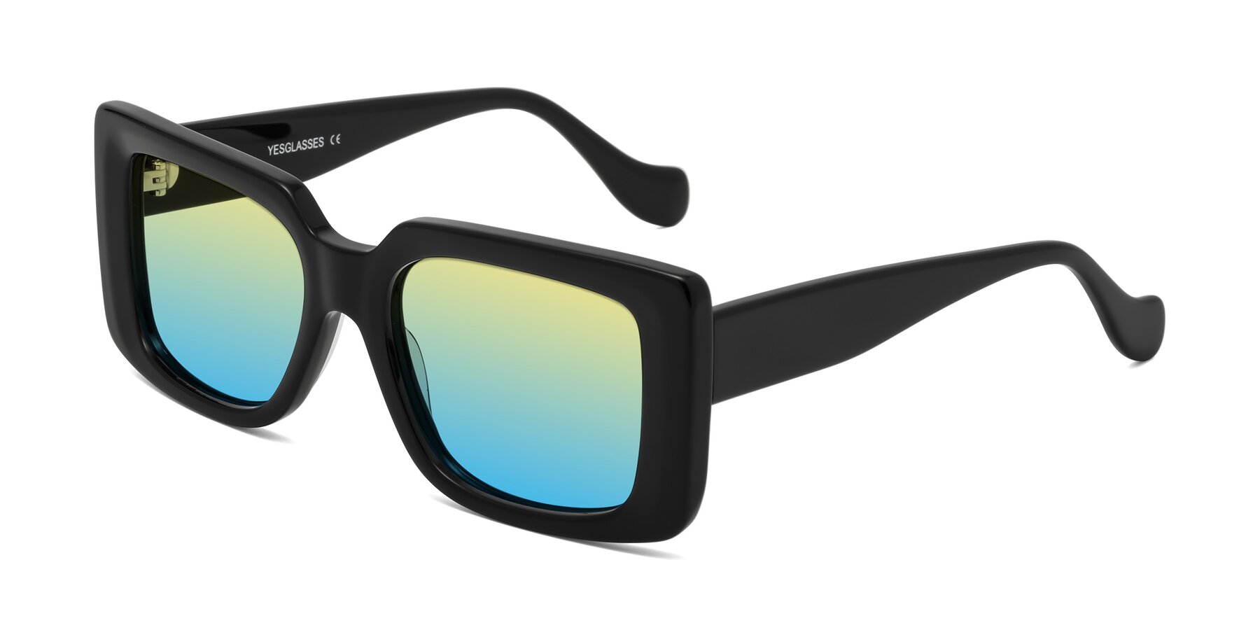 Angle of Bahia in Black with Yellow / Blue Gradient Lenses