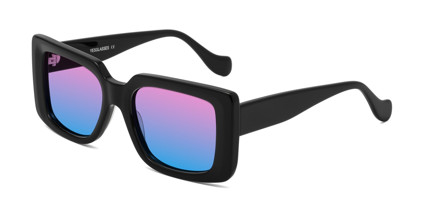 Angle of Bahia in Black with Pink / Blue Gradient Lenses