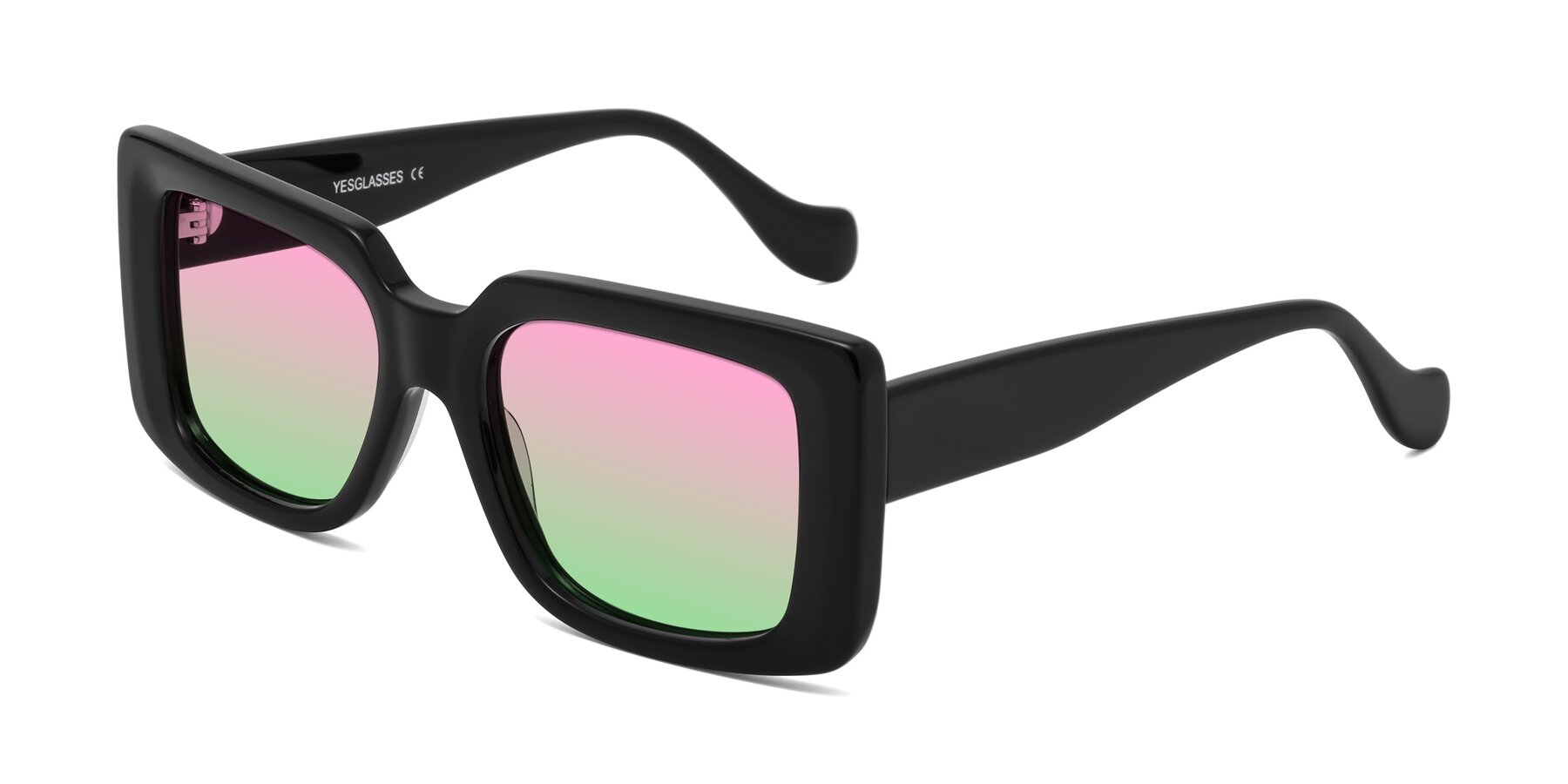 Angle of Bahia in Black with Pink / Green Gradient Lenses