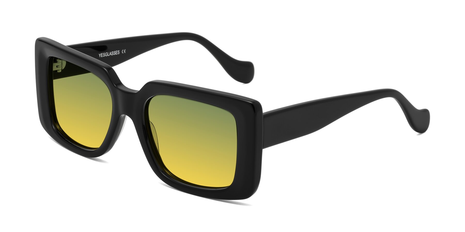 Angle of Bahia in Black with Green / Yellow Gradient Lenses