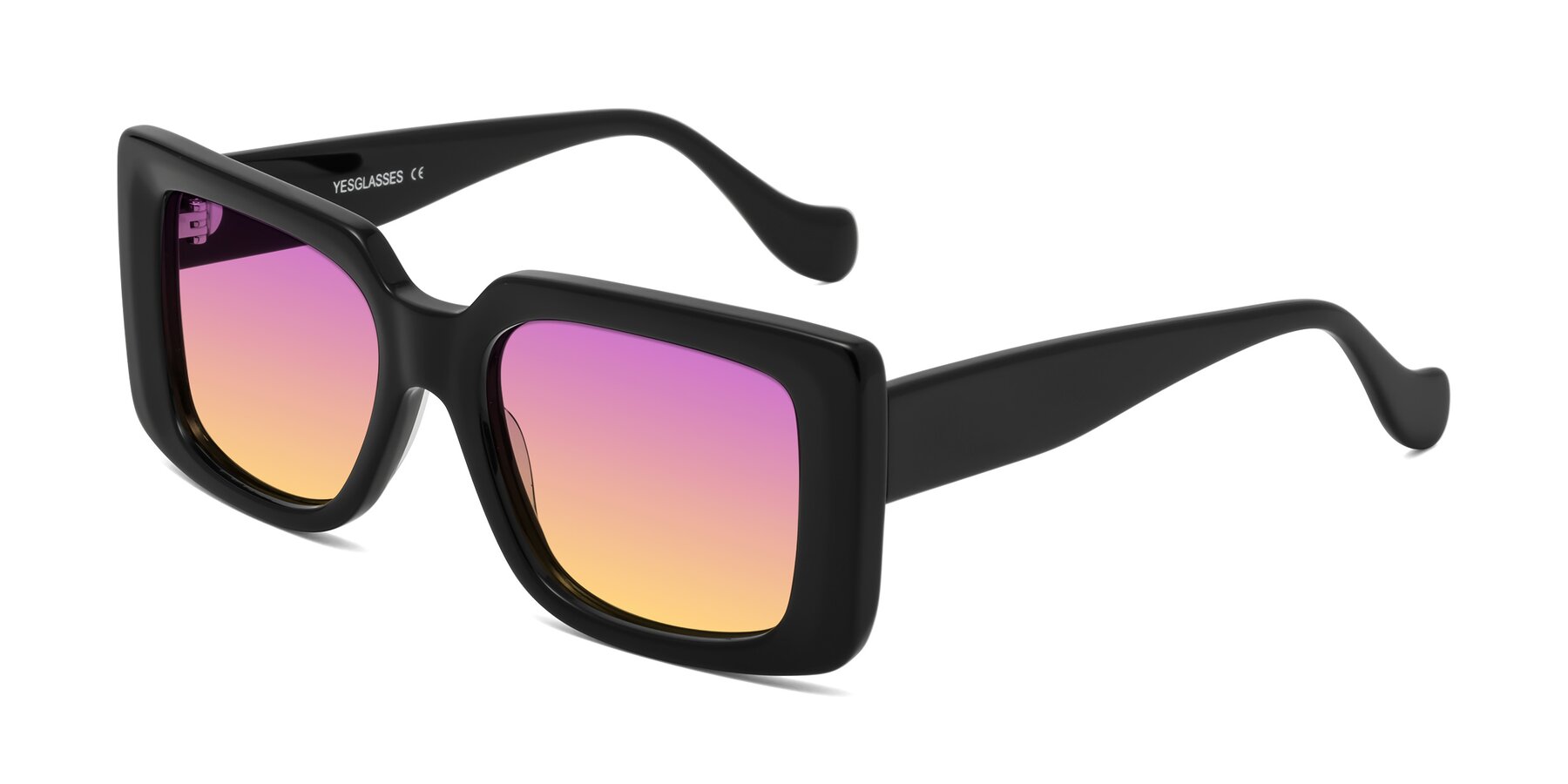 Angle of Bahia in Black with Purple / Yellow Gradient Lenses