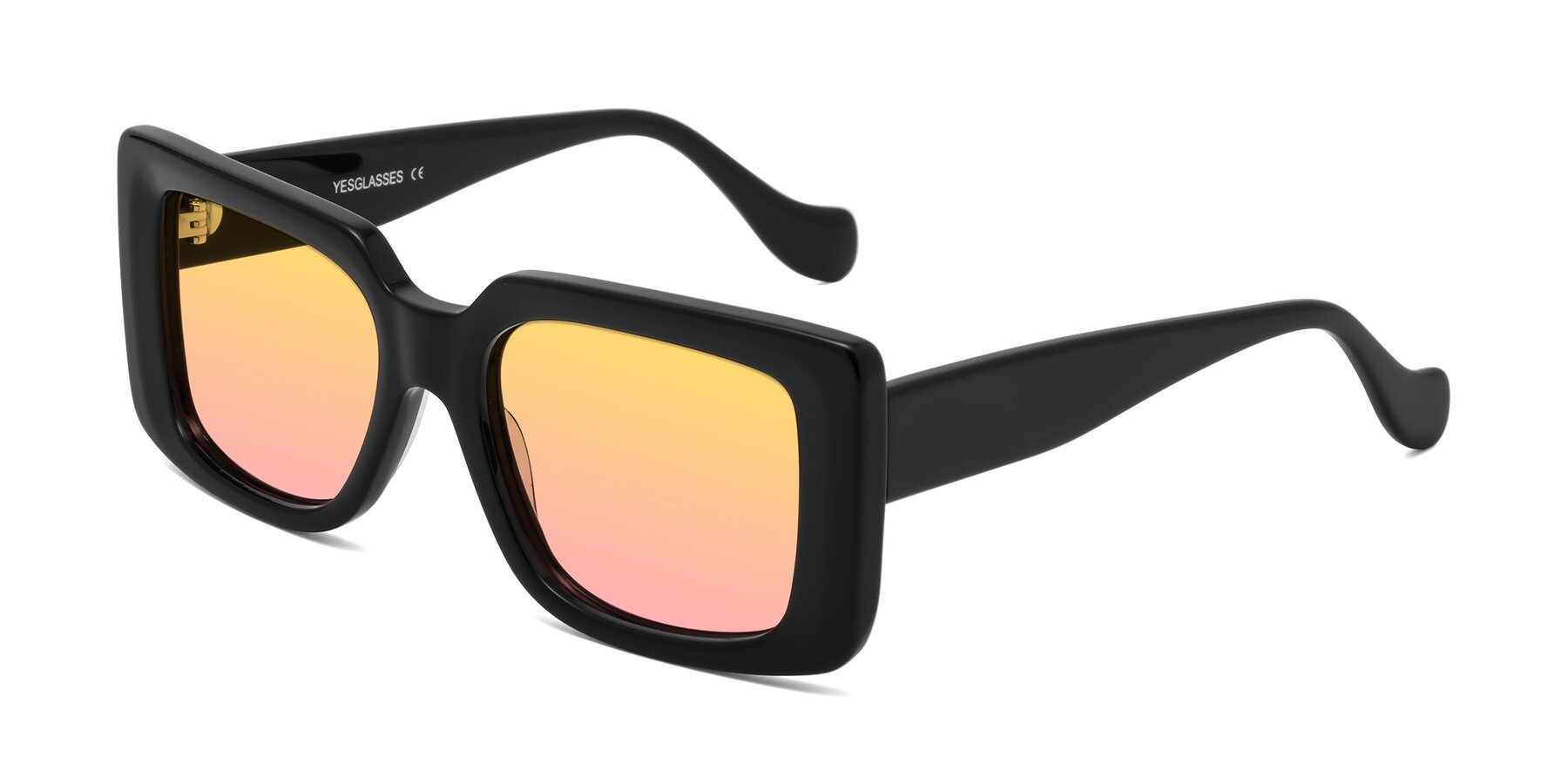 Angle of Bahia in Black with Yellow / Pink Gradient Lenses