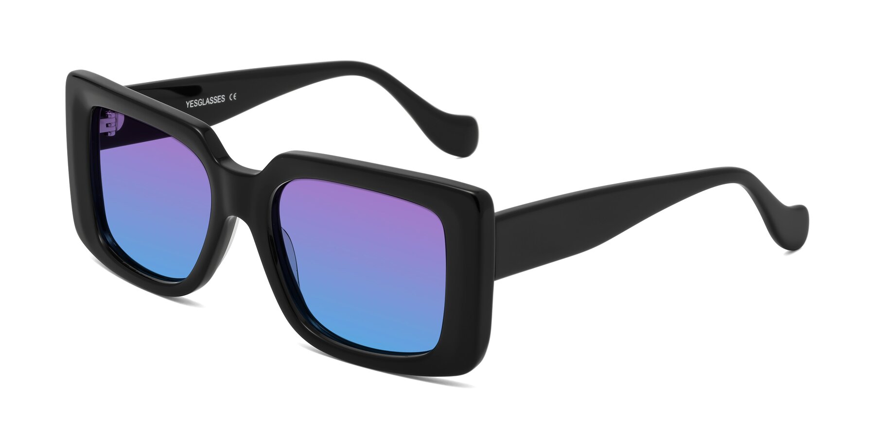 Angle of Bahia in Black with Purple / Blue Gradient Lenses