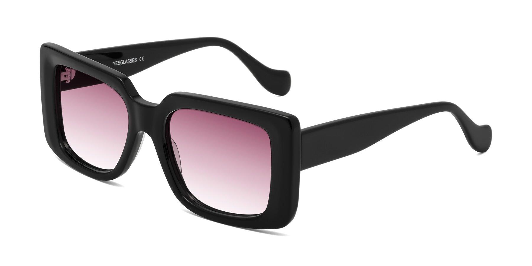 Angle of Bahia in Black with Wine Gradient Lenses