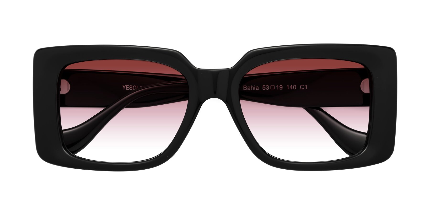 Folded Front of Bahia in Black with Garnet Gradient Lenses