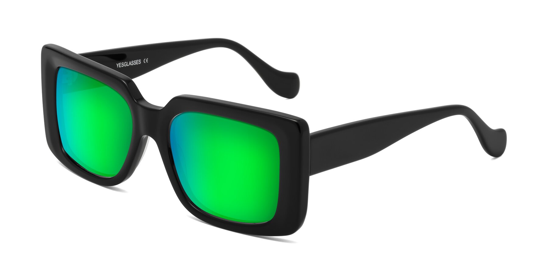 Angle of Bahia in Black with Green Mirrored Lenses