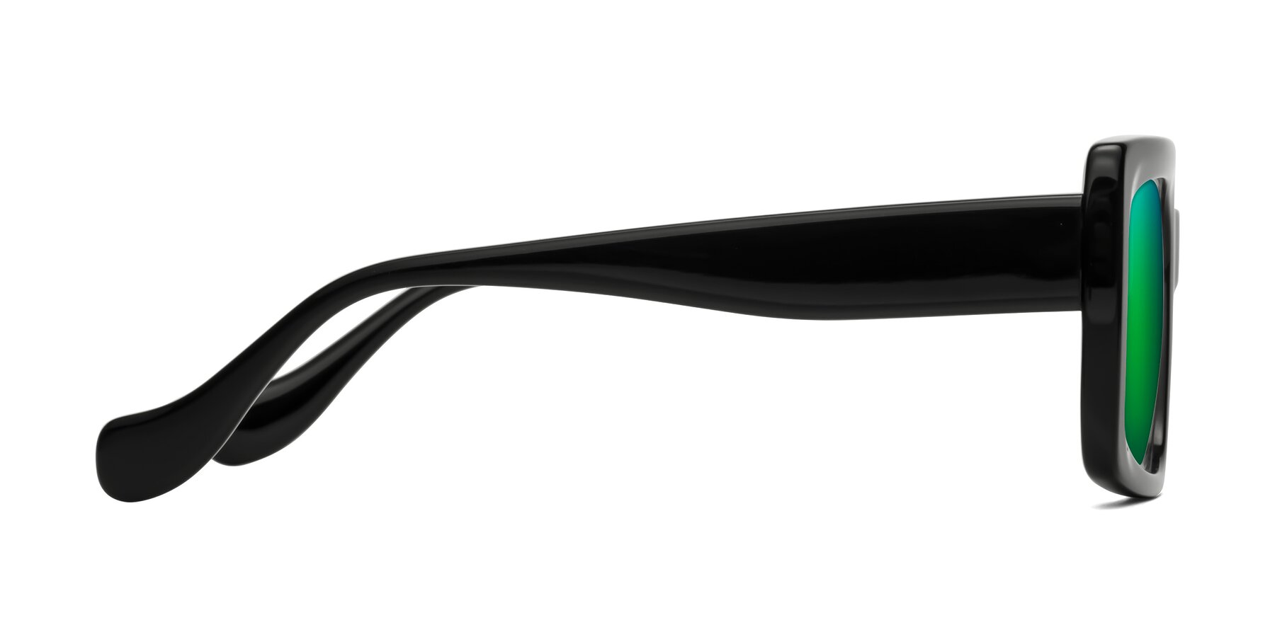 Side of Bahia in Black with Green Mirrored Lenses