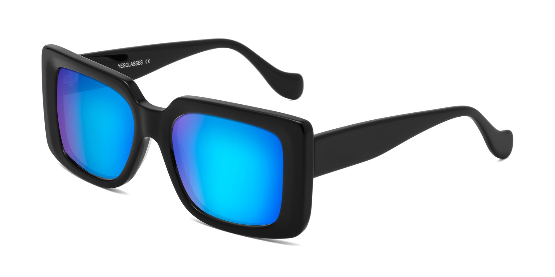 Angle of Bahia in Black with Blue Mirrored Lenses