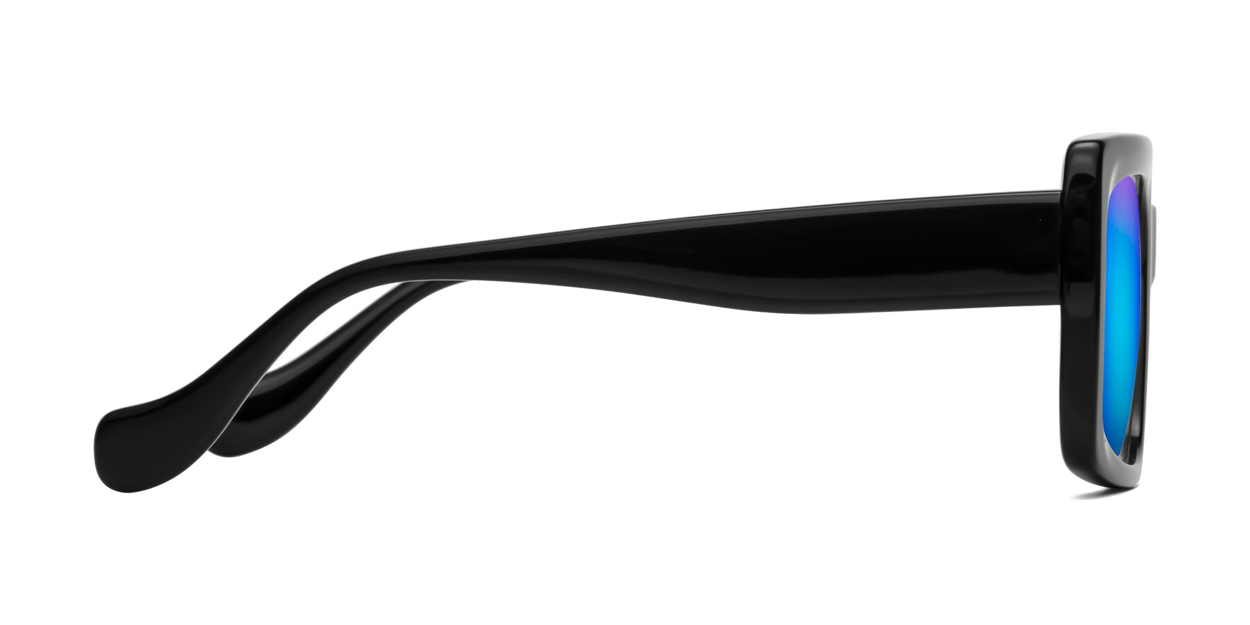 Side of Bahia in Black with Blue Mirrored Lenses