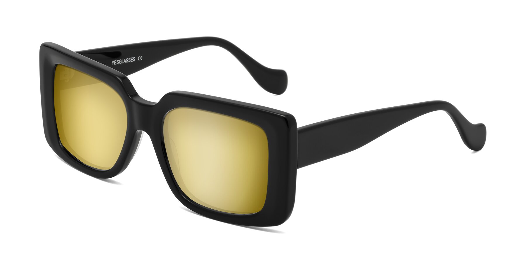 Angle of Bahia in Black with Gold Mirrored Lenses