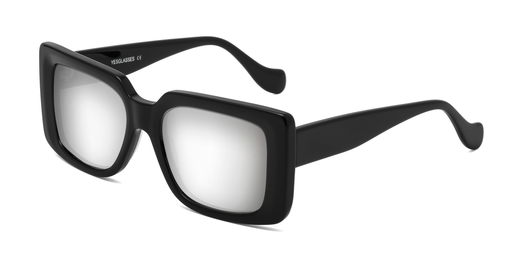 Angle of Bahia in Black with Silver Mirrored Lenses
