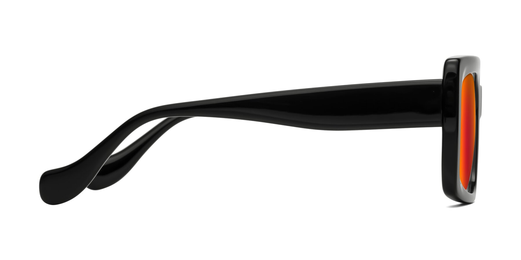 Side of Bahia in Black with Red Gold Mirrored Lenses