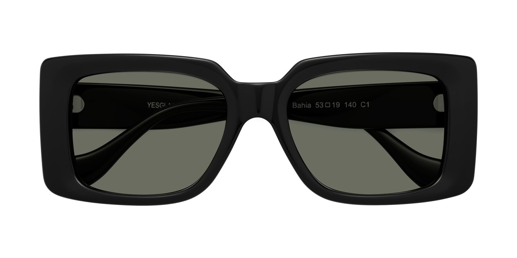 Folded Front of Bahia in Black with Gray Polarized Lenses