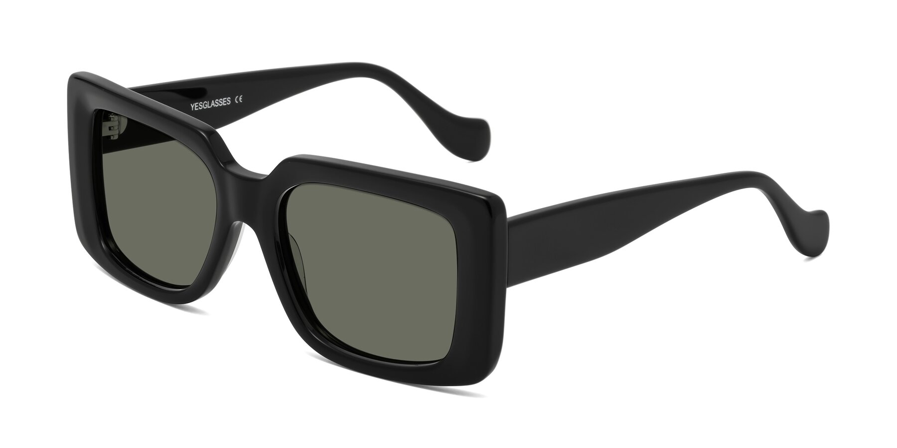 Angle of Bahia in Black with Gray Polarized Lenses