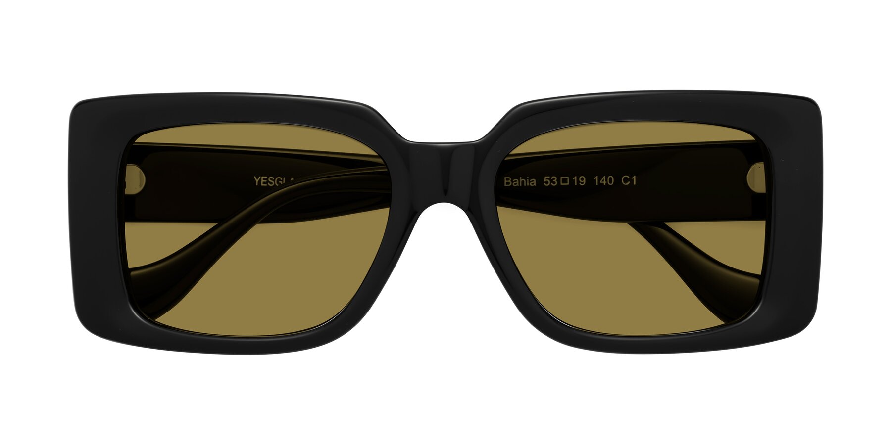 Folded Front of Bahia in Black with Brown Polarized Lenses