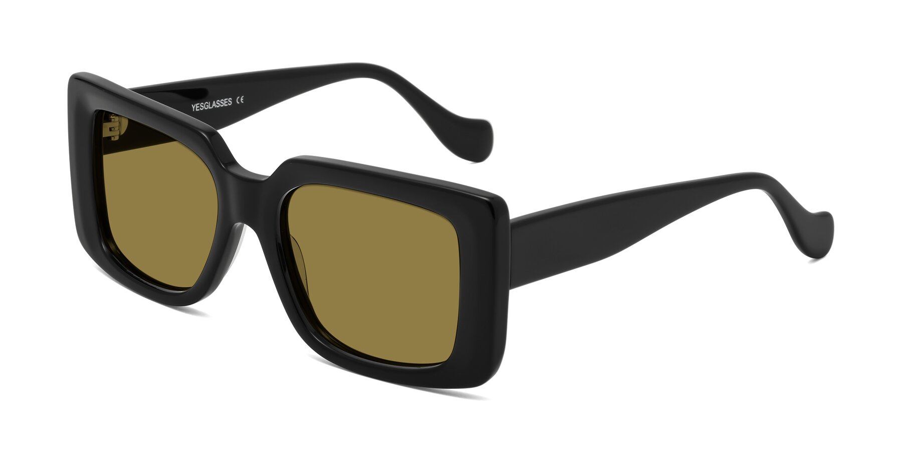 Angle of Bahia in Black with Brown Polarized Lenses