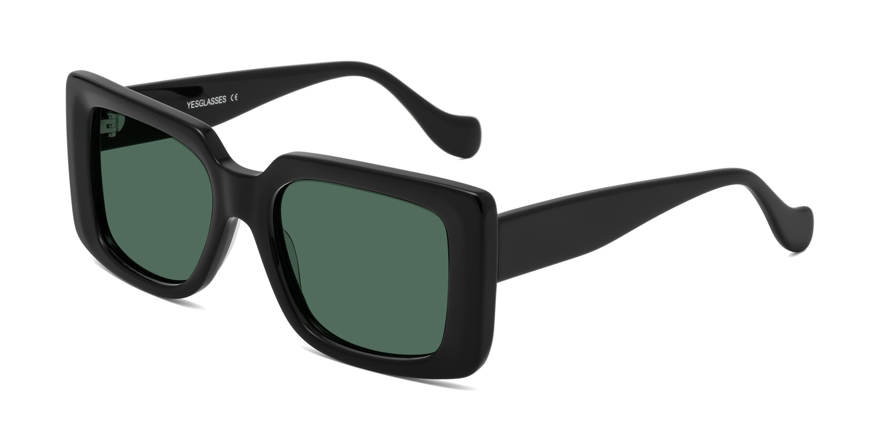 Angle of Bahia in Black with Green Polarized Lenses