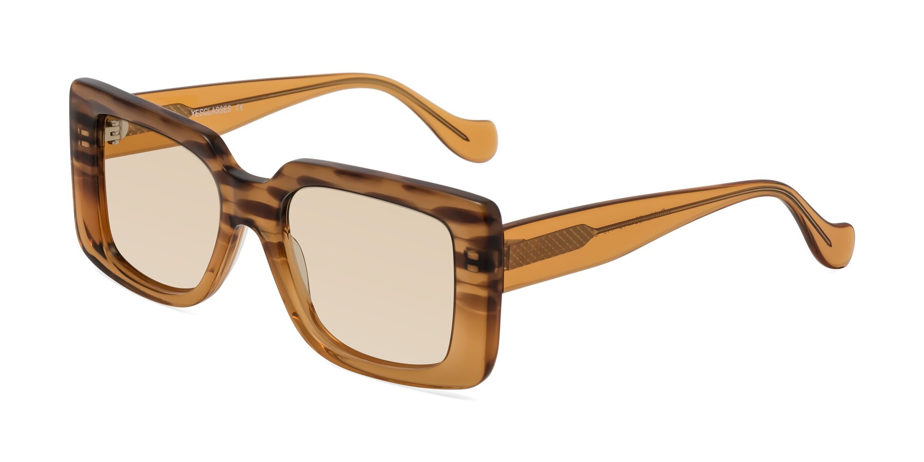 Angle of Bahia in Amber Striped with Light Brown Tinted Lenses