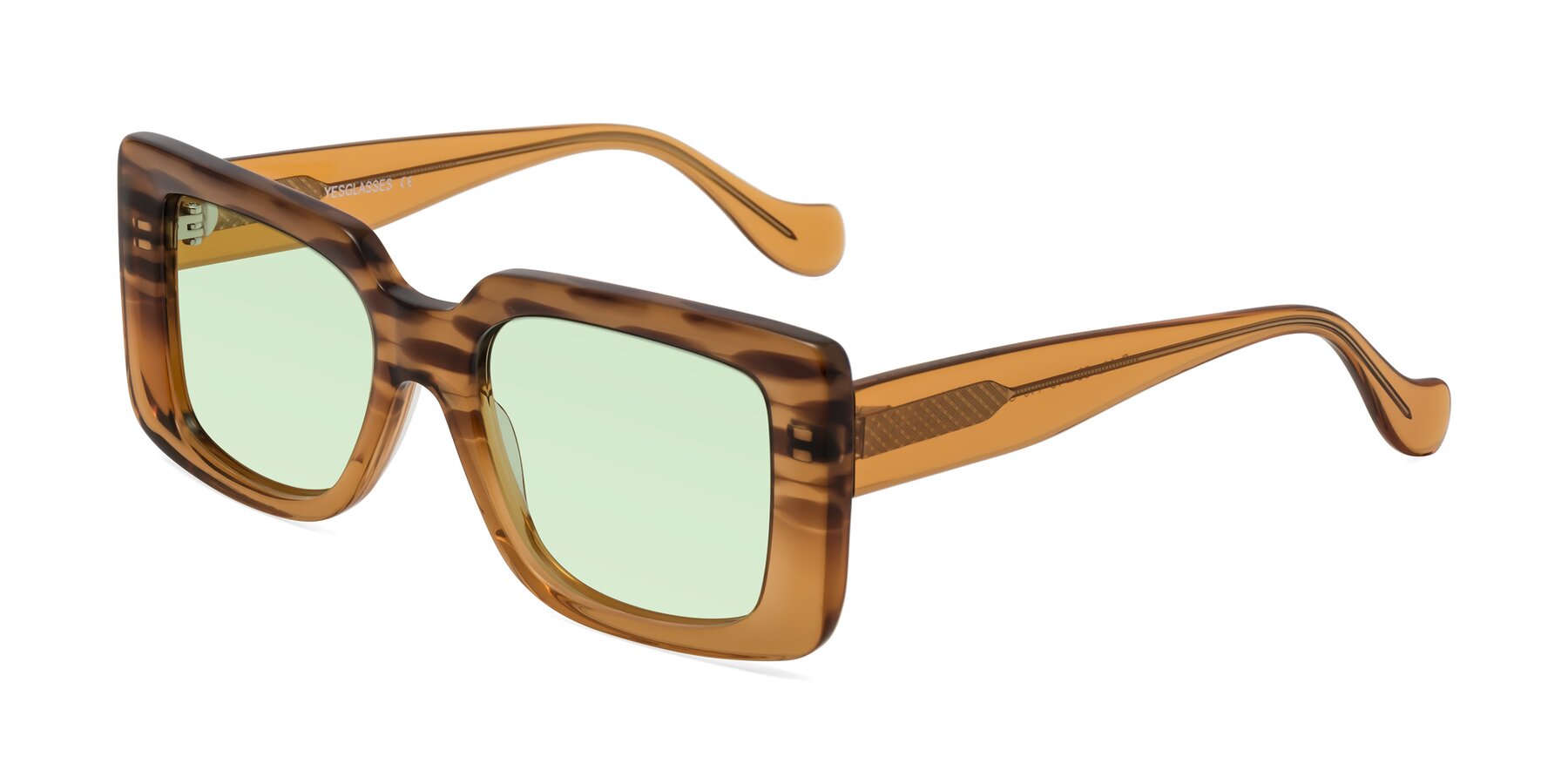 Angle of Bahia in Amber Striped with Light Green Tinted Lenses