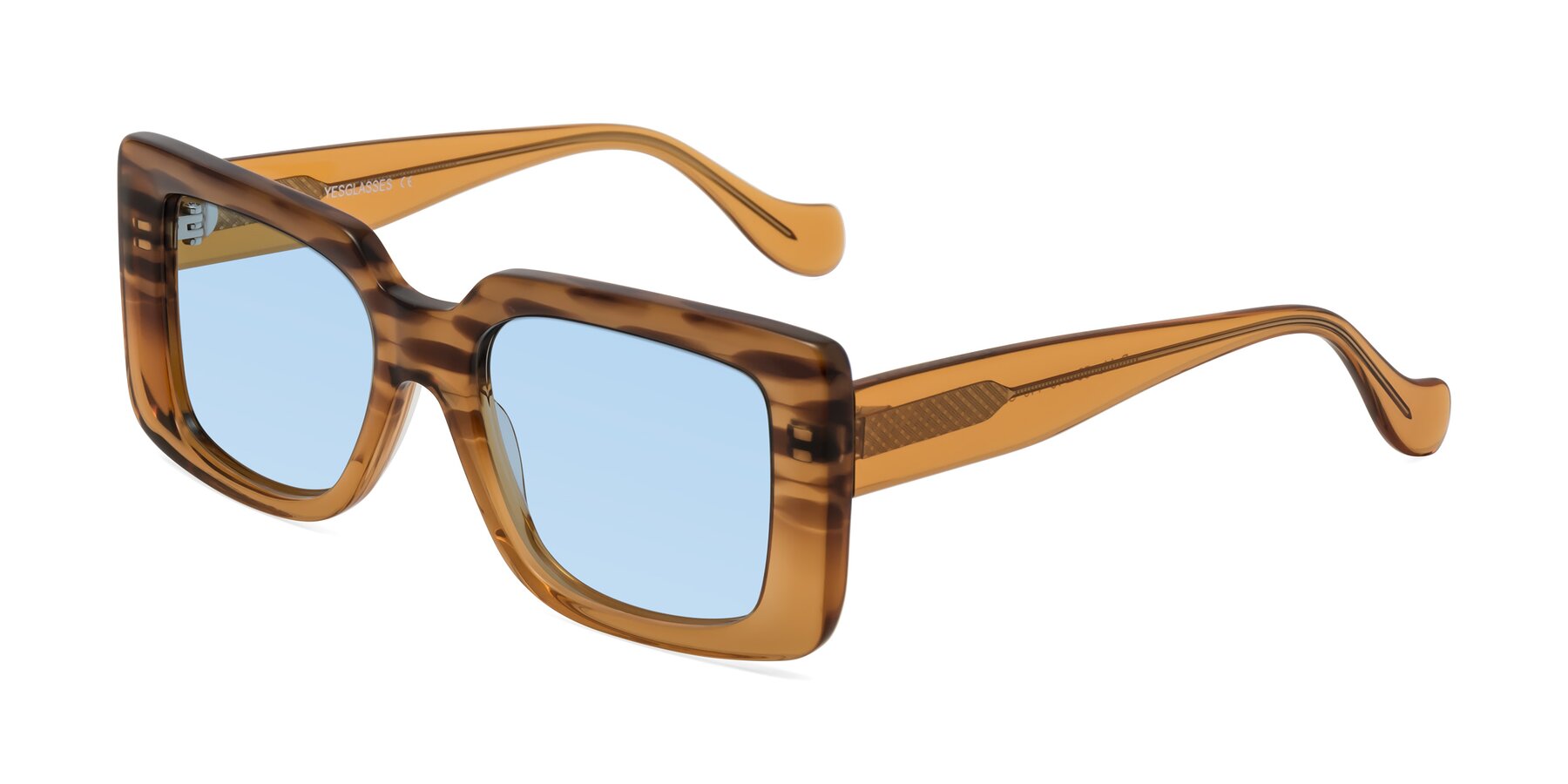 Angle of Bahia in Amber Striped with Light Blue Tinted Lenses