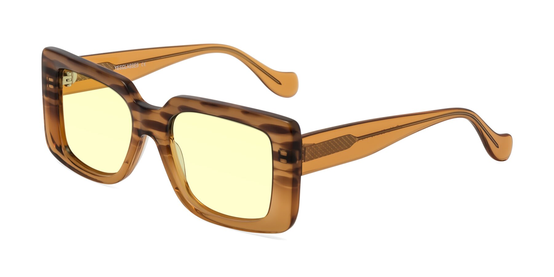 Angle of Bahia in Amber Striped with Light Yellow Tinted Lenses