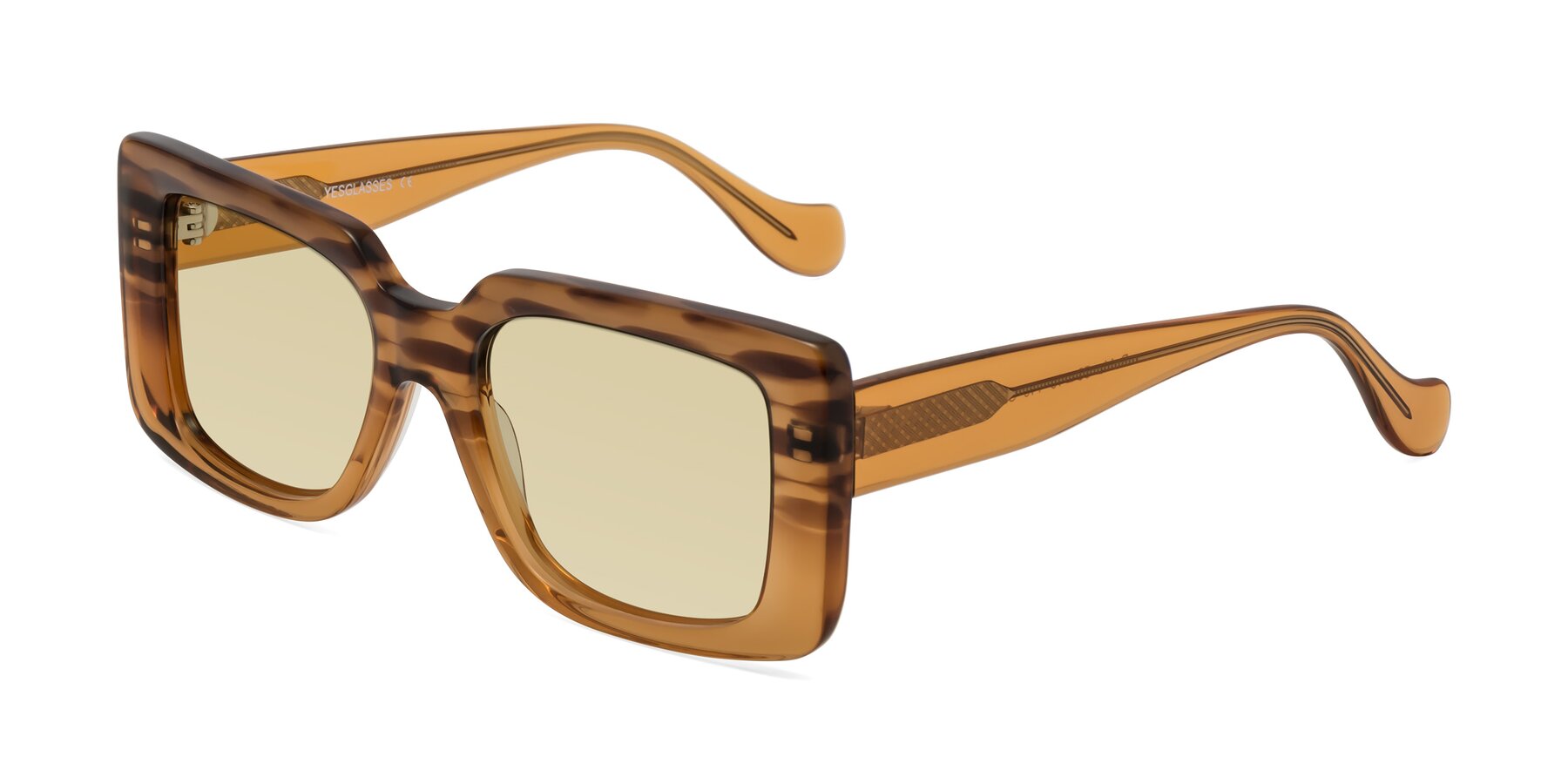 Angle of Bahia in Amber Striped with Light Champagne Tinted Lenses