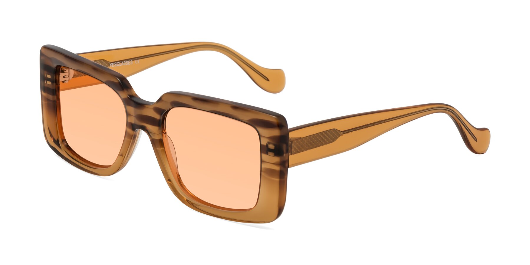 Angle of Bahia in Amber Striped with Light Orange Tinted Lenses