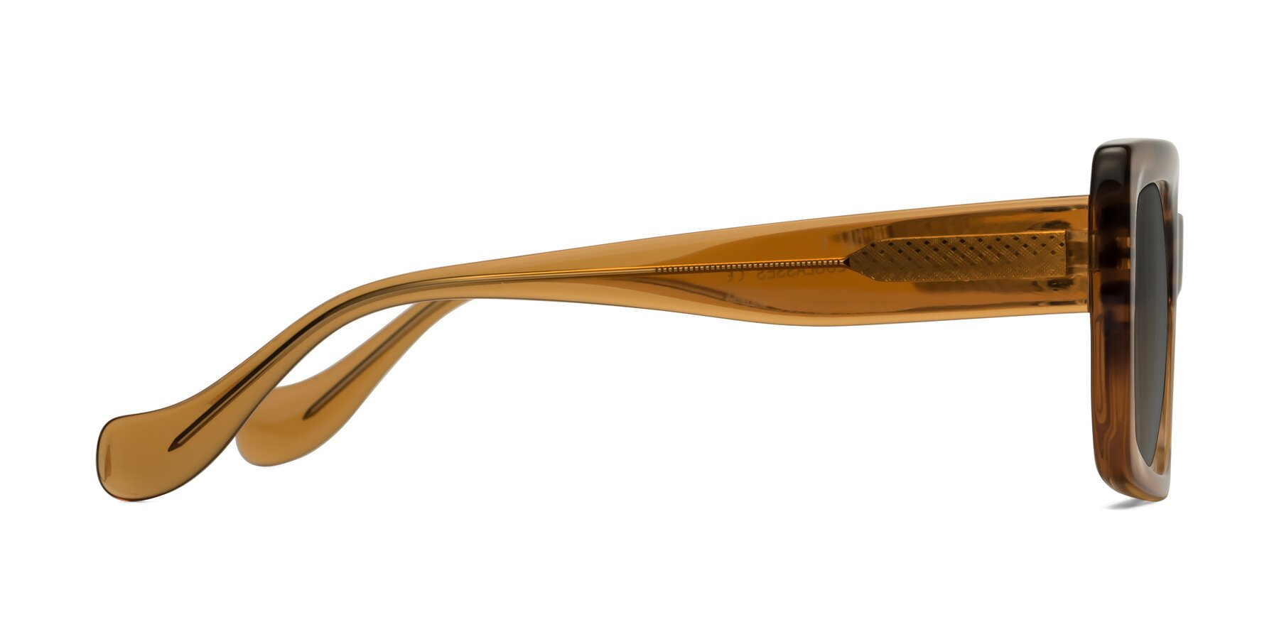 Side of Bahia in Amber Striped with Medium Gray Tinted Lenses