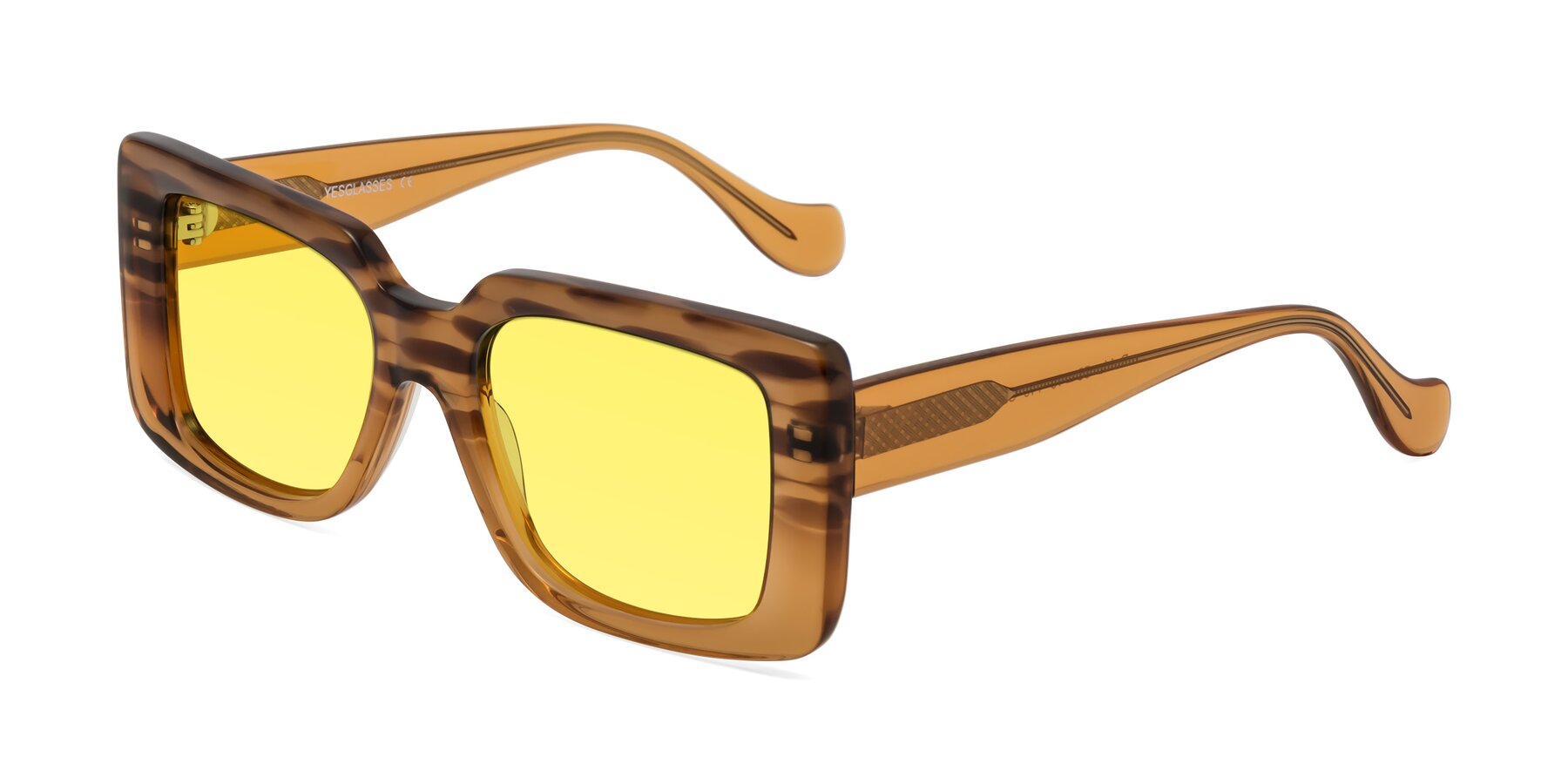 Angle of Bahia in Amber Striped with Medium Yellow Tinted Lenses