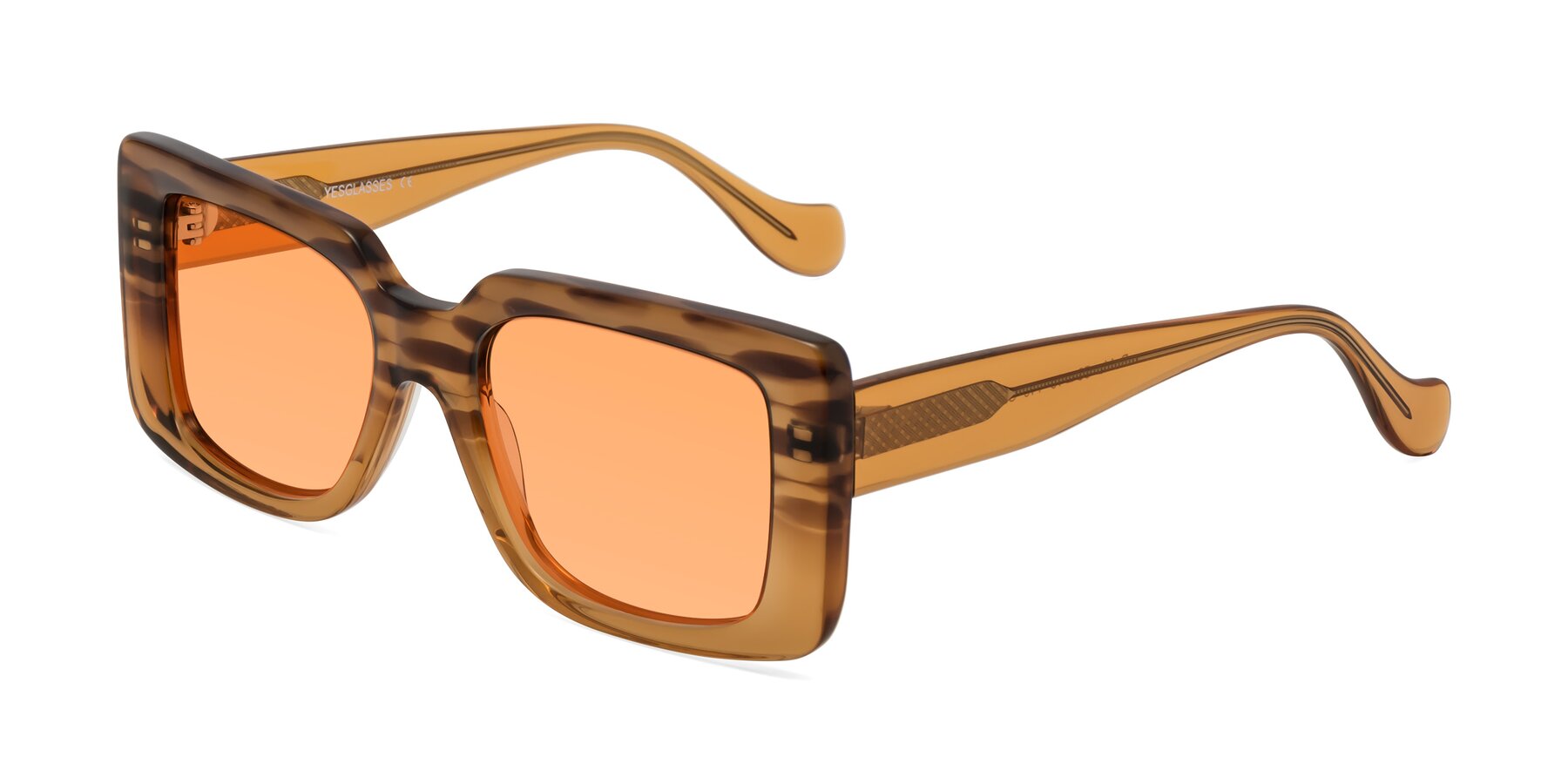 Angle of Bahia in Amber Striped with Medium Orange Tinted Lenses