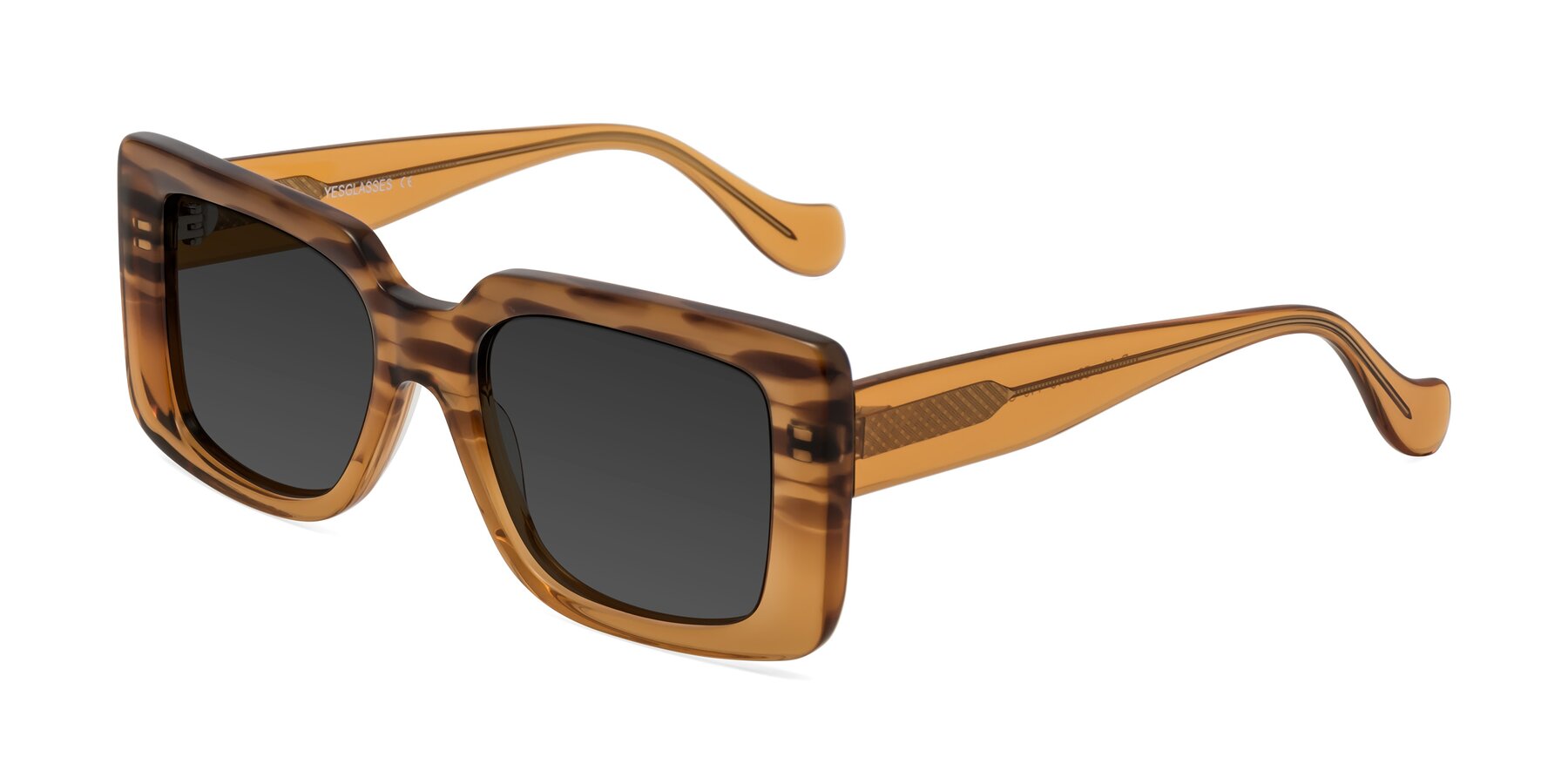 Angle of Bahia in Amber Striped with Gray Tinted Lenses