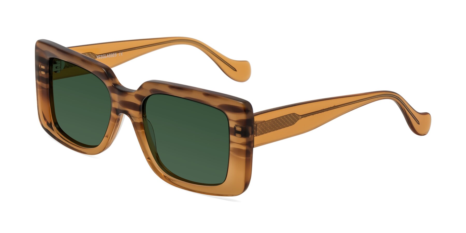 Angle of Bahia in Amber Striped with Green Tinted Lenses