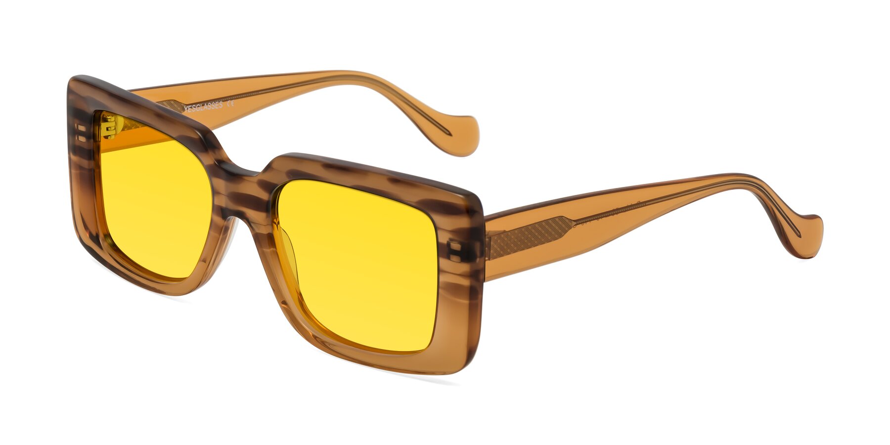 Angle of Bahia in Amber Striped with Yellow Tinted Lenses