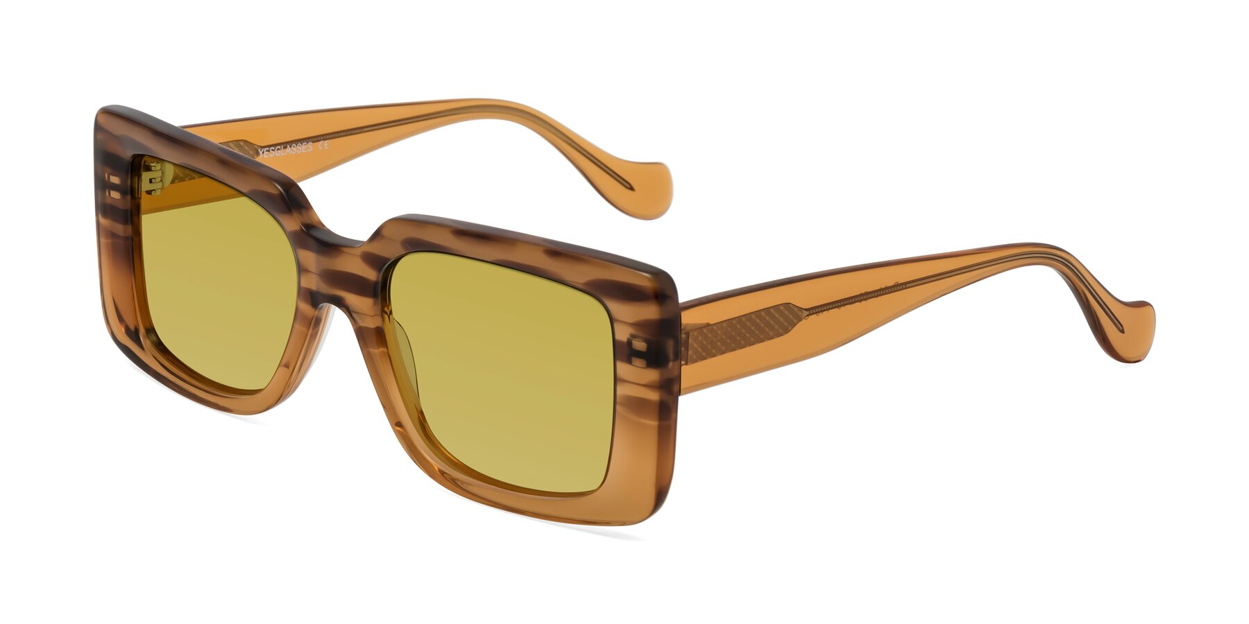 Angle of Bahia in Amber Striped with Champagne Tinted Lenses