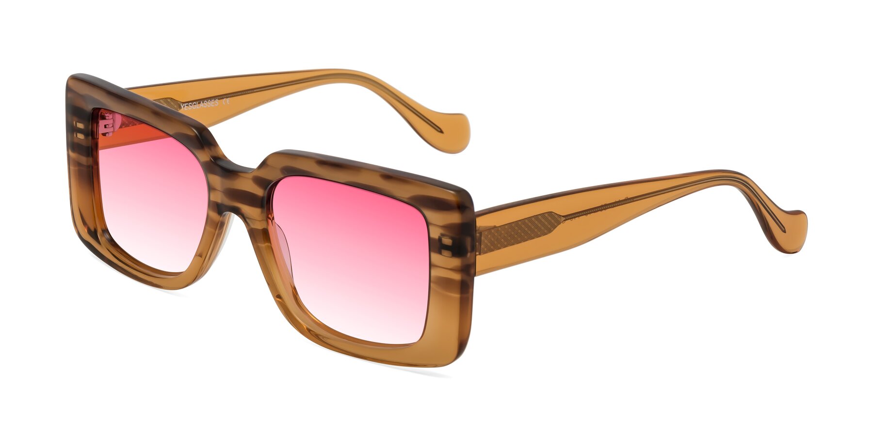 Angle of Bahia in Amber Striped with Pink Gradient Lenses