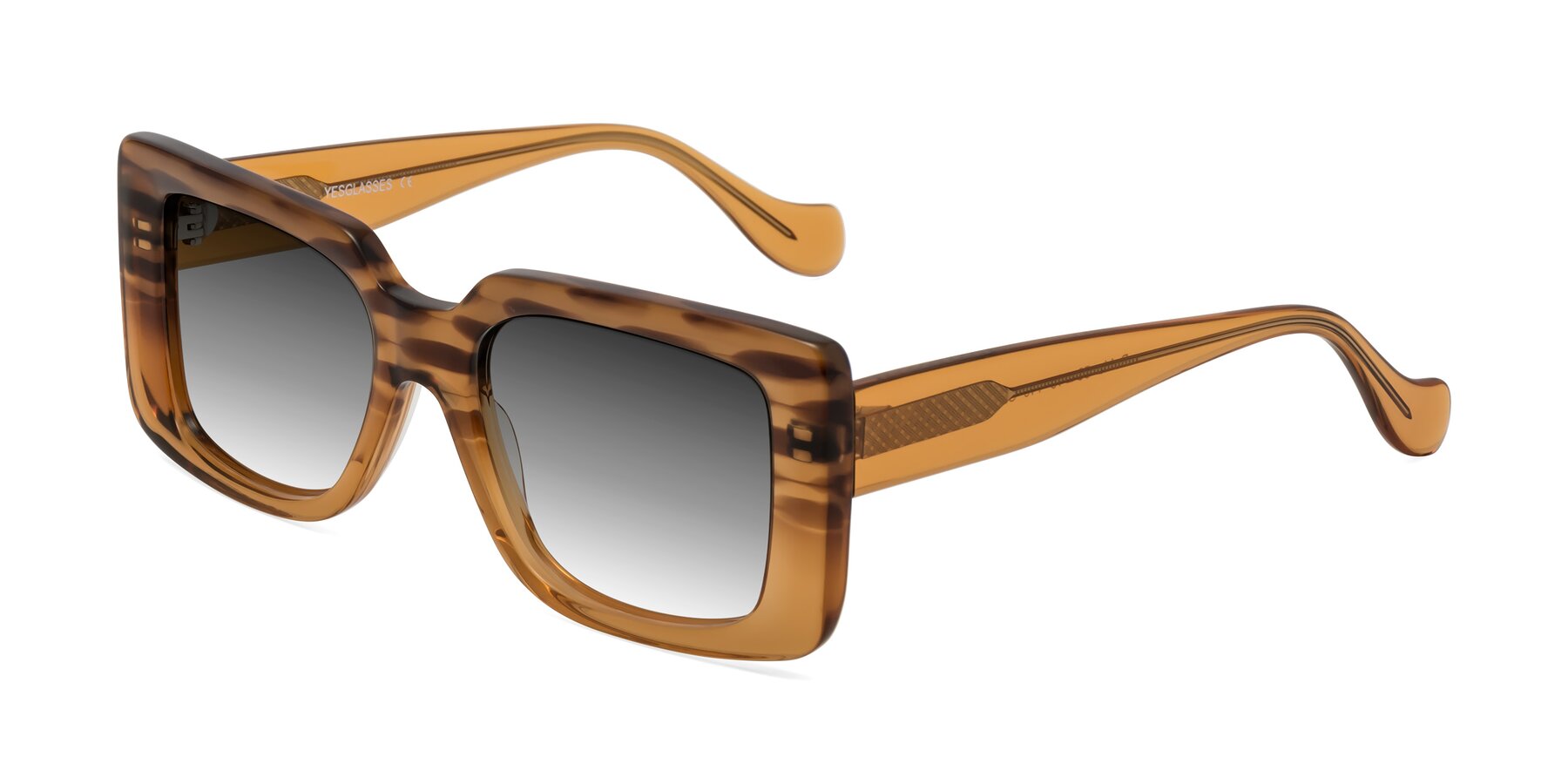 Angle of Bahia in Amber Striped with Gray Gradient Lenses