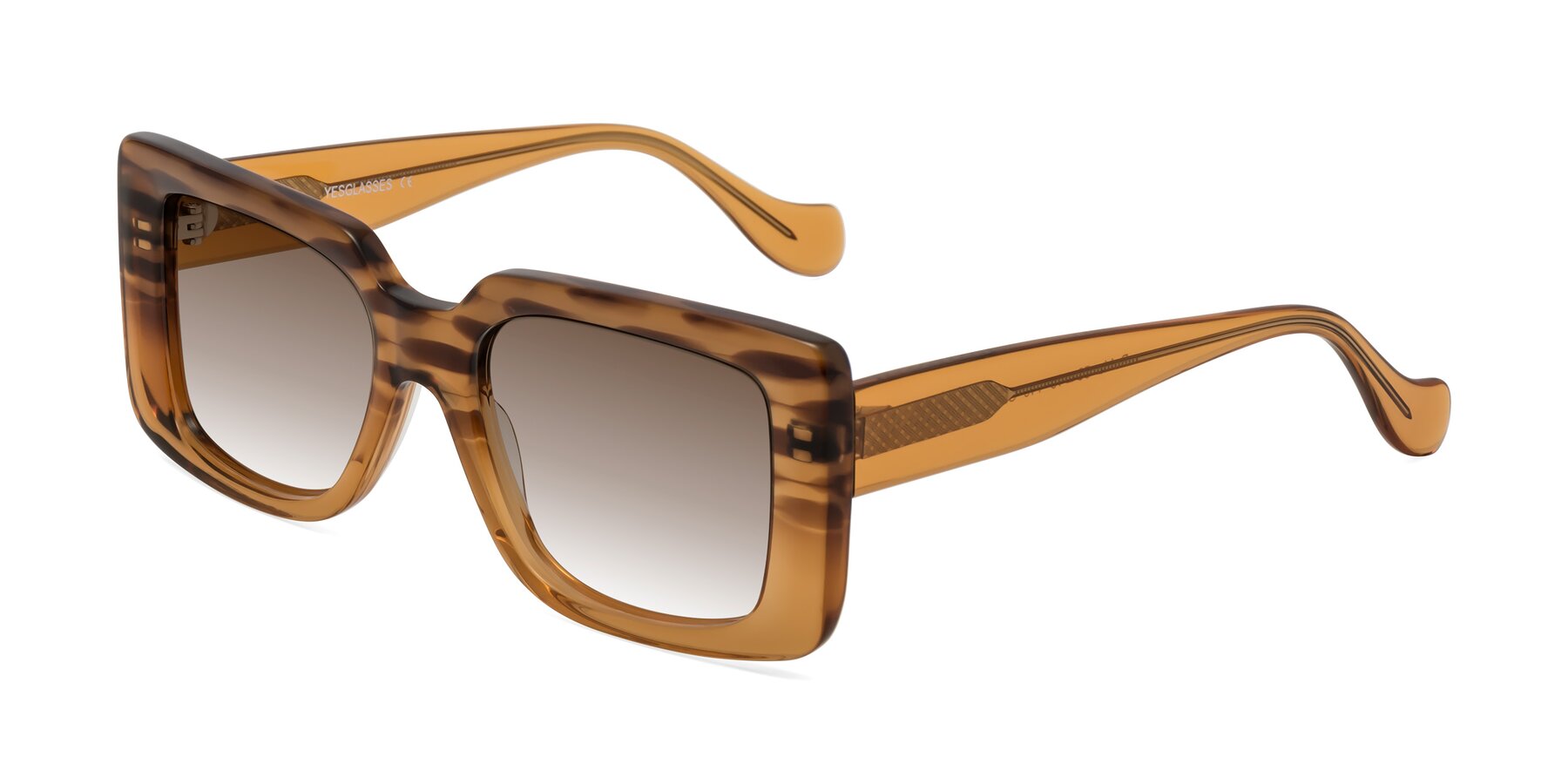 Angle of Bahia in Amber Striped with Brown Gradient Lenses