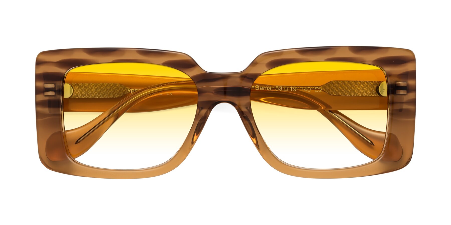 Folded Front of Bahia in Amber Striped with Yellow Gradient Lenses