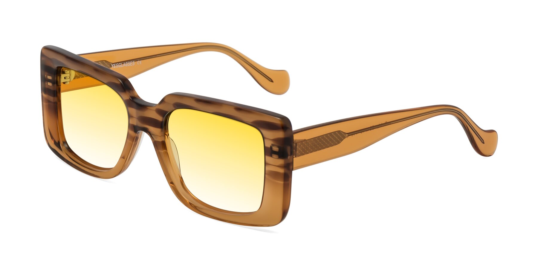 Angle of Bahia in Amber Striped with Yellow Gradient Lenses