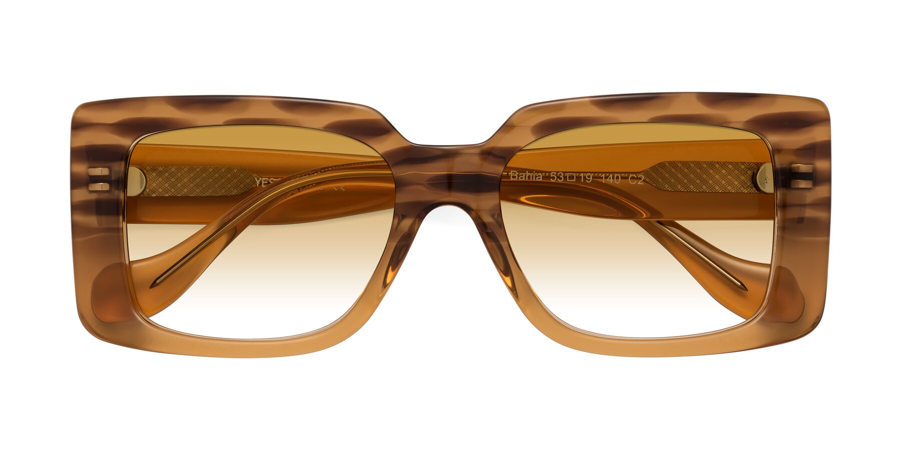Folded Front of Bahia in Amber Striped with Champagne Gradient Lenses