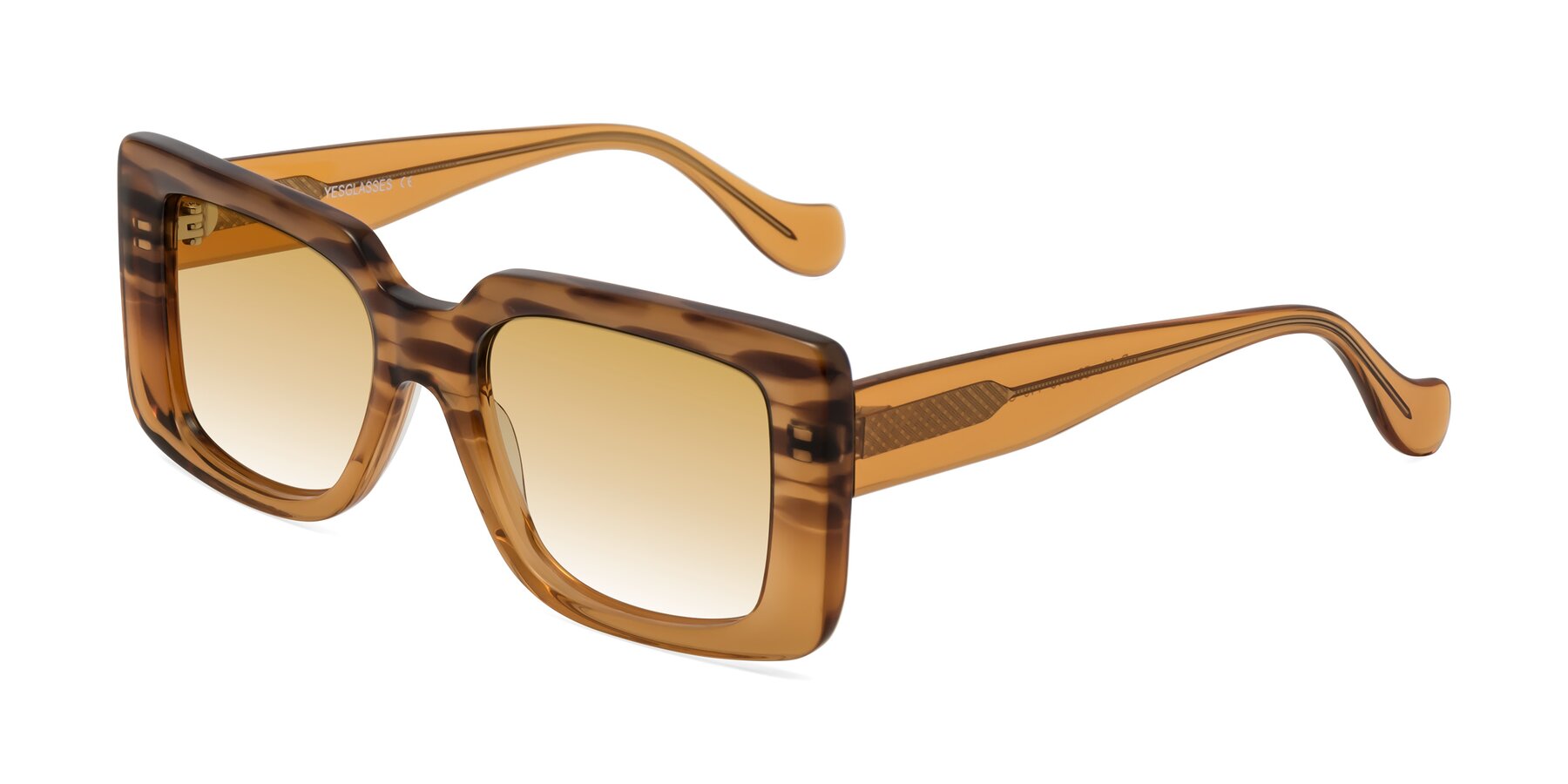 Angle of Bahia in Amber Striped with Champagne Gradient Lenses