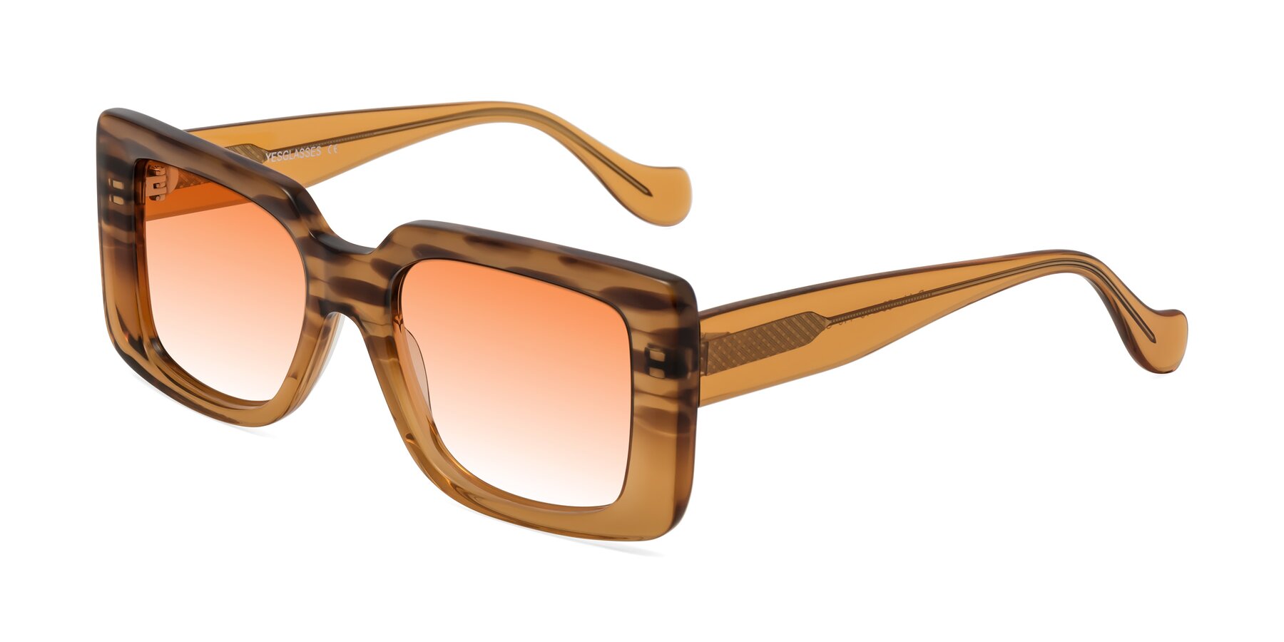 Angle of Bahia in Amber Striped with Orange Gradient Lenses