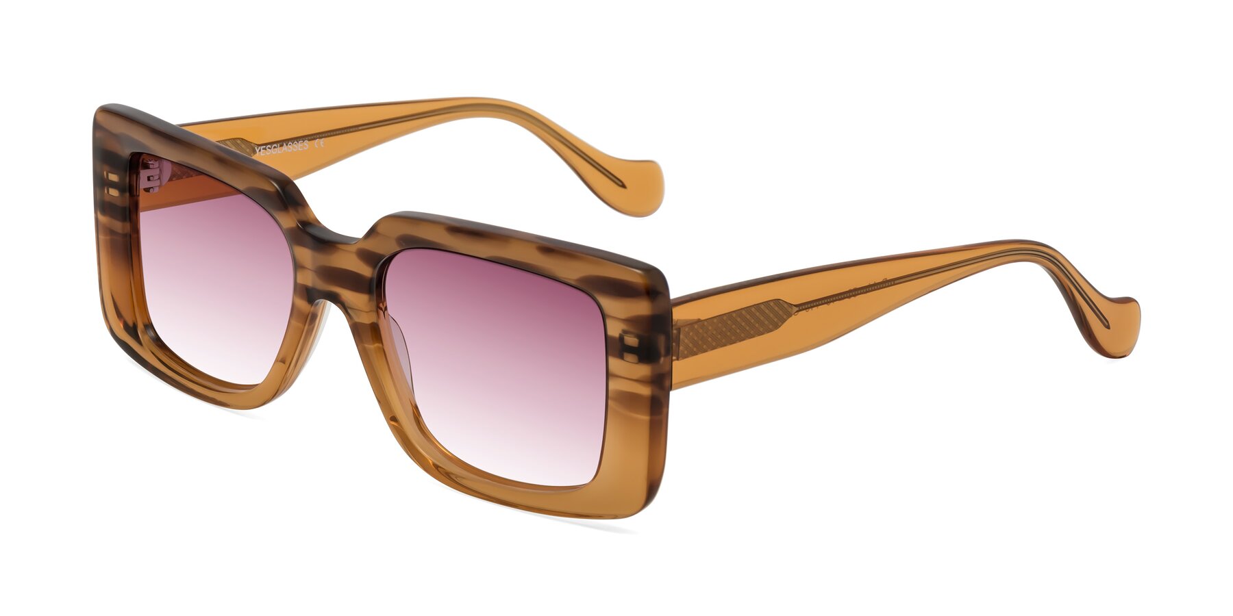 Angle of Bahia in Amber Striped with Wine Gradient Lenses