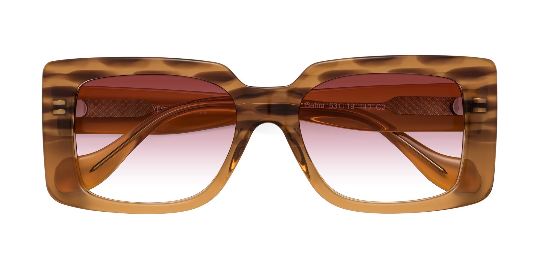 Folded Front of Bahia in Amber Striped with Garnet Gradient Lenses